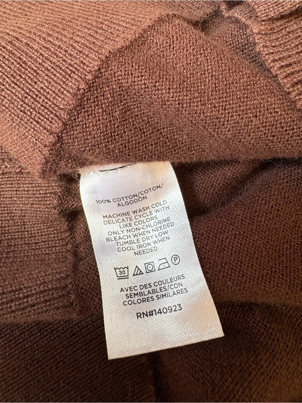 Loft Chocolate Brown Crewneck Cardigan Sweater Button Front 100% Cotton Medium - Picture 6 of 7